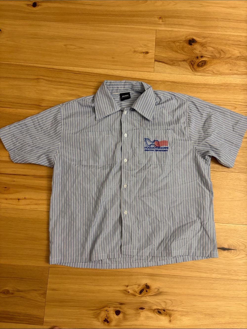 Men's Short-Sleeve Striped Work Shirt - Blue/White